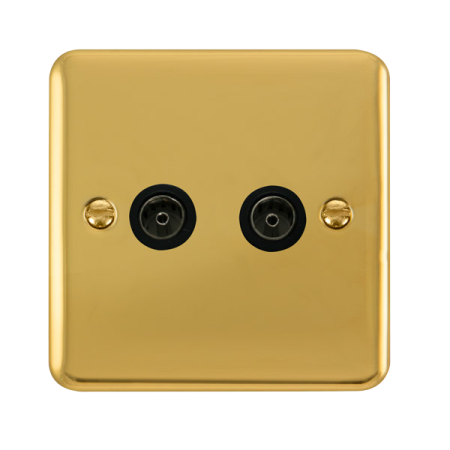 Click Deco Plus Polished Brass Twin Non-Isolated Coaxial Socket DPBR066BK