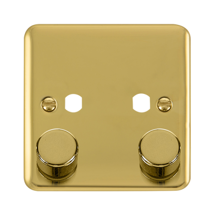 Click Deco Plus Polished Brass 2 Gang Empty Dimmer Plate & Knobs DPBR152PL