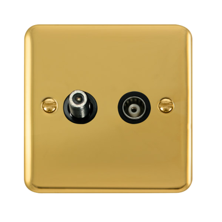 Click Deco Plus Polished Brass Satellite and Coaxial Socket DPBR157BK