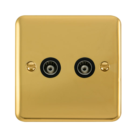 Click Deco Plus Polished Brass Single Isolated Coaxial Socket DPBR158BK