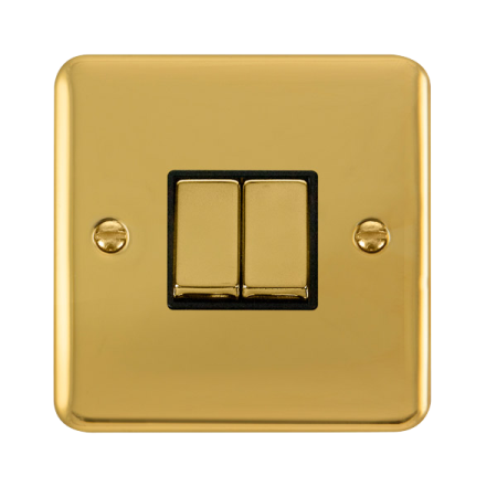 Click Deco Plus Polished Brass 2 Gang 2 Way Ingot Switch DPBR412BK