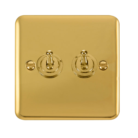 Click Deco Plus Polished Brass 2 Gang 2 Way Toggle Switch DPBR422