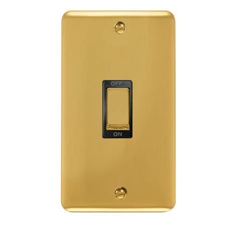 Click Deco Plus Polished Brass 2 Gang 45A Double Pole Switch DPBR502BK