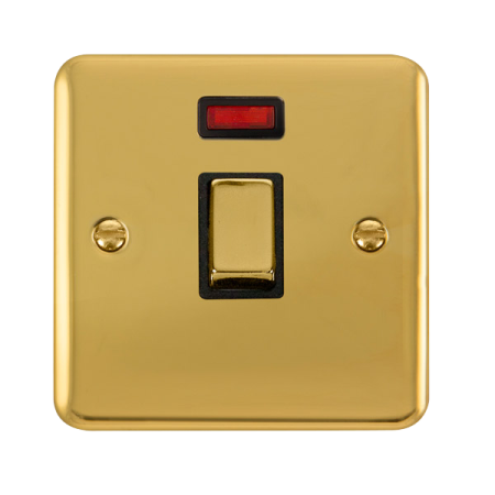 Click Deco Plus Polished Brass 20A Double Pole Switch & Neon | DPBR723BK
