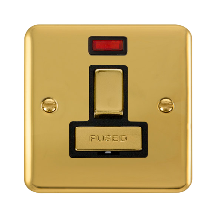 Click Deco Plus Polished Brass Switched Fused Spur & Neon | DPBR752BK