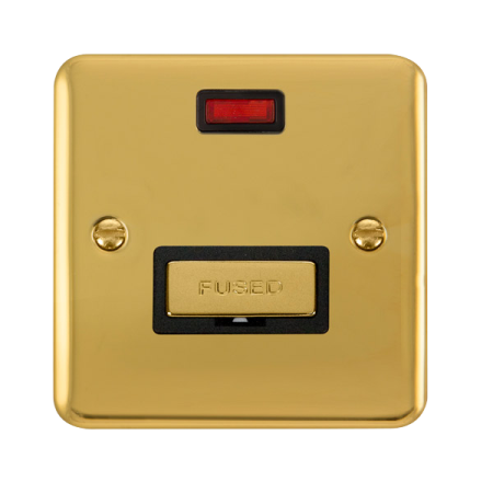 Click Deco Plus Polished Brass Un-Switched Fused Spur & Neon | DPBR753BK