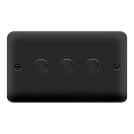 Click Deco Plus Matt Black 3 Gang 2 Way 100W LED Dimmer Switch DPMB163