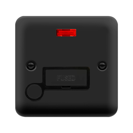 Click Deco Plus Matt Black Unswitched Fused Spur with Neon & Flex Outlet DPMB553BK