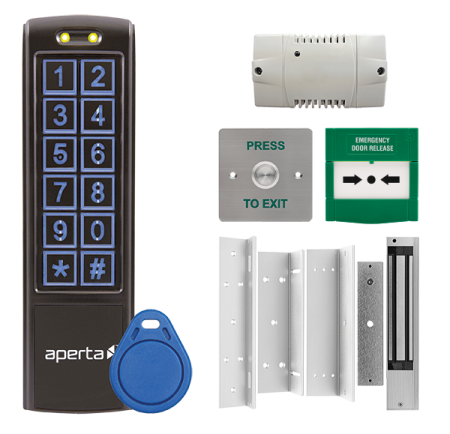 Esp Aperta Single Internal Door Black Proximity Keypad Kit C/w Flush Exit Button & Internal Green Callpoint Ezt3kb