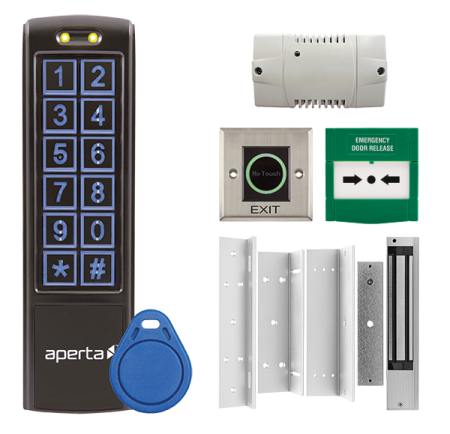 Esp Aperta Single Internal Door Black Proximity Keypad Kit C/w Contactless Exit Button & Internal Green Callpoint Ezt3kcb