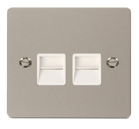 Click Define Pearl Nickel Twin Master Telephone Point FPPN121WH