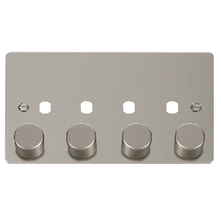 Click Define Pearl Nickel 4 Gang Empty Dimmer Plate FPPN154PL