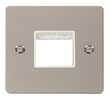 Click Define Pearl Nickel Single Plate 2 Gang Aperture FPPN402WH
