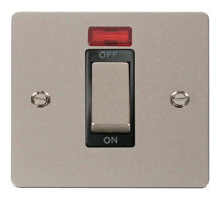 Click Define Pearl Nickel 45A Double Pole Switch Neon FPPN501BK