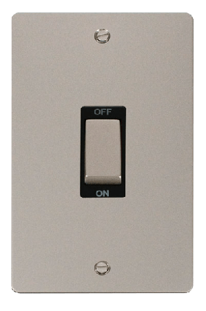 Click Define Pearl Nickel 2 Gang 45A Vertical Double Pole Switch FPPN502BK