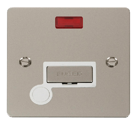 Click Define Pearl Nickel Unswitched Fused Spur with Neon and Flex Outlet FPPN553WH