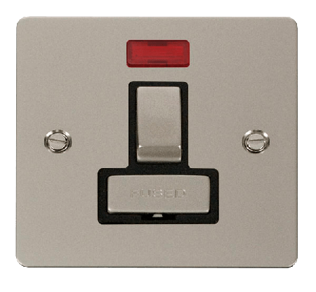 Click Define Pearl Nickel Switched Fused Spur with Neon FPPN752BK