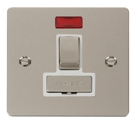 Click Define Pearl Nickel Switched Fused Spur with Neon FPPN752WH