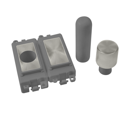 Click Grid Pro GM150GYBS 2 Module Dimmer Mounting Kit Grey - Brushed Steel