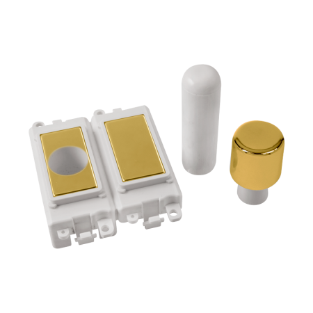 Click Grid Pro GM150PWBR 2 Module Dimmer Mounting Kit White - Polished Brass