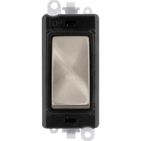 Click Grid Pro GM2018BKBS-FN Double Pole Switch Module Black Brushed Stainless Fan