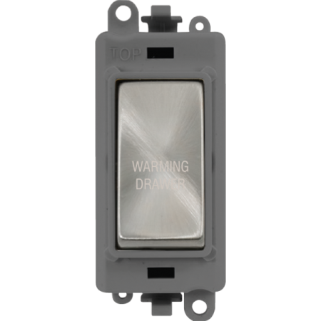 Click Grid Pro GM2018GYSC-WDR Double Pole Switch Module Grey Satin Chrome Warming Drawer