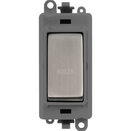 Click Grid Pro GM2018GYSS-BL Double Pole Switch Module Grey Stainless Steel Boiler