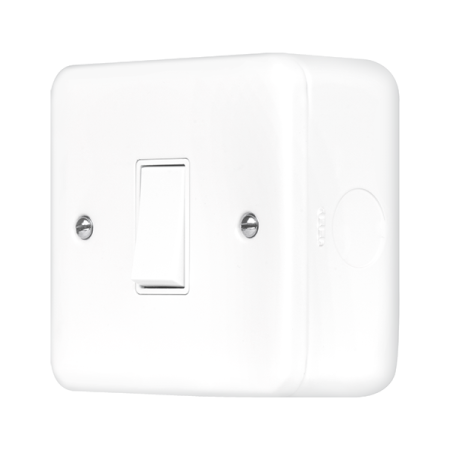 Click Metal Clad Pro Polar White 10AX 1 Gang 1 Way Plate Switch MCP010PW