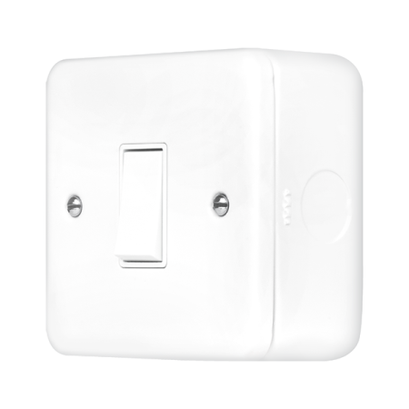 Click Metal Clad Pro Polar White 10AX 1 Gang 2 Way Plate Switch MCP011PW