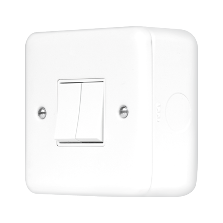 Click Metal Clad Pro Polar White 10AX 2 Gang 2 Way Plate Switch MCP012PW