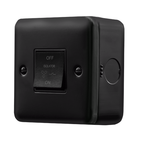Click Metal Clad Pro Matt Black 10A 3 Pole Fan Isolation Plate Switch MCP020BK