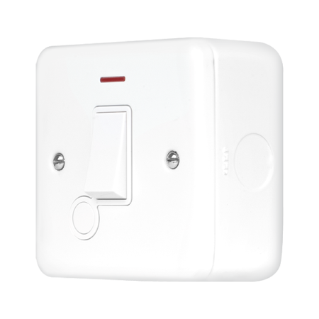 Click Metal Clad Pro Polar White 20A Double Pole Plate Switch With LED & Optional Flex Outlet MCP023PW