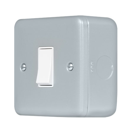 Click Metal Clad Pro Grey 10AX 1 Gang Intermediate Plate Switch MCP025