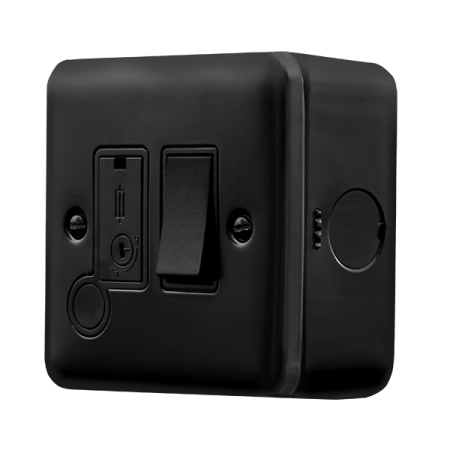 Click Metal Clad Pro Matt Black 13A Double Pole Switched Fused Connection Unit With Optional Flex Outlet MCP051BK