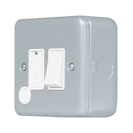 Click Metal Clad Pro Grey 13A Double Pole Switched Fused Connection Unit With Optional Flex Outlet MCP051