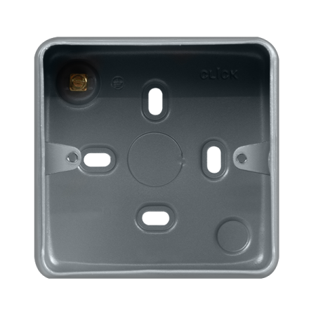 Click Metal Clad Pro Grey 1 Gang 40mm Deep Mounting Box (No Knockouts) MCP083B