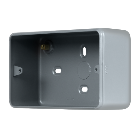 Click Metal Clad Pro Grey 2 Gang 40mm Deep Mounting Box (No Knockouts) MCP084B