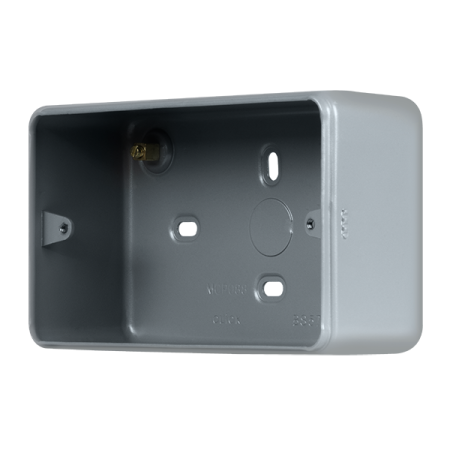Click Metal Clad Pro Grey 2 Gang 50mm Deep Mounting Box (No Knockouts) MCP088B
