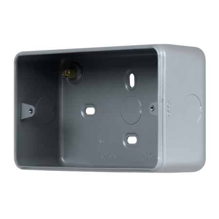 Click Metal Clad Pro Grey 2 Gang 50mm Deep Mounting Box MCP088