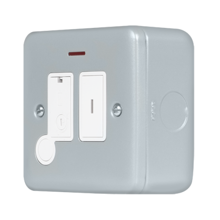 Click Metal Clad Pro Grey 13A KEY SWITCHED FUSED CONNECTION WITH FLEX OUTLET WITH OPTIONAL FLEX OUTLET & LED