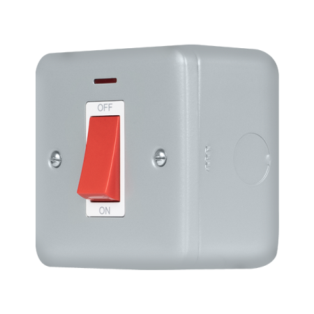Click Metal Clad Pro Grey 50A 1 Gang Double Pole Plate Switch With LED MCP201