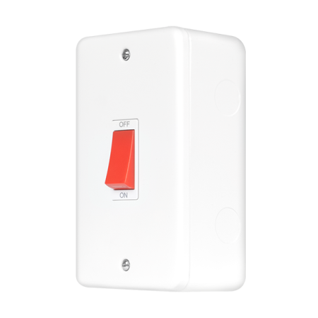 Click Metal Clad Pro Polar White 50A 2 Gang (Vertical) Double Pole Plate Switch MCP202PW