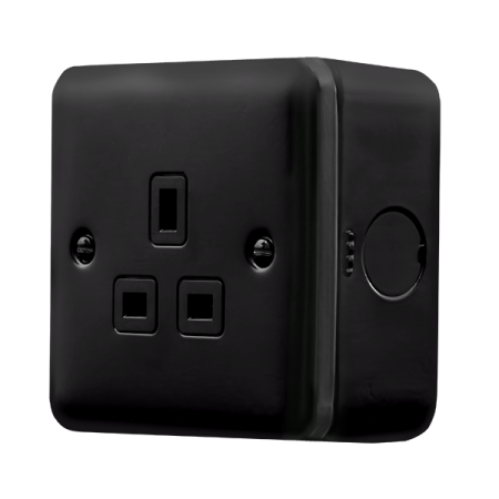 Click Metal Clad Pro Matt Black 13A 1 Gang Unswitched Socket Outlet MCP530BK