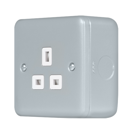 Click Metal Clad Pro Grey 13A 1 Gang Unswitched Socket Outlet MCP530