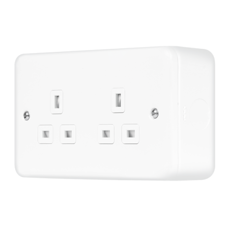 Click Metal Clad Pro Polar White 13A 2 Gang Unswitched Socket Outlet MCP532PW