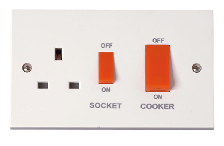 Click Polar 45A Cooker Switch with 13A Sw Socket Outlet PRW204