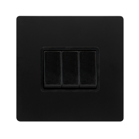 Click Definity Screwless 10AX Ingot 3 Gang 2 Way Switch | SFBK013BK