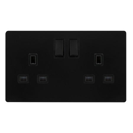 Click Definity Screwless 13A Ingot 2 Gang DP Switched Socket | SFBK036BK