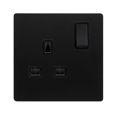 Click Definity Screwless 13A 1 Gang DP Switched Safety Shutter Socket | SFBK1035BK