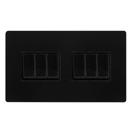 Click Definity Screwless 10AX Ingot 6 Gang 2 Way Switch | SFBK105BK